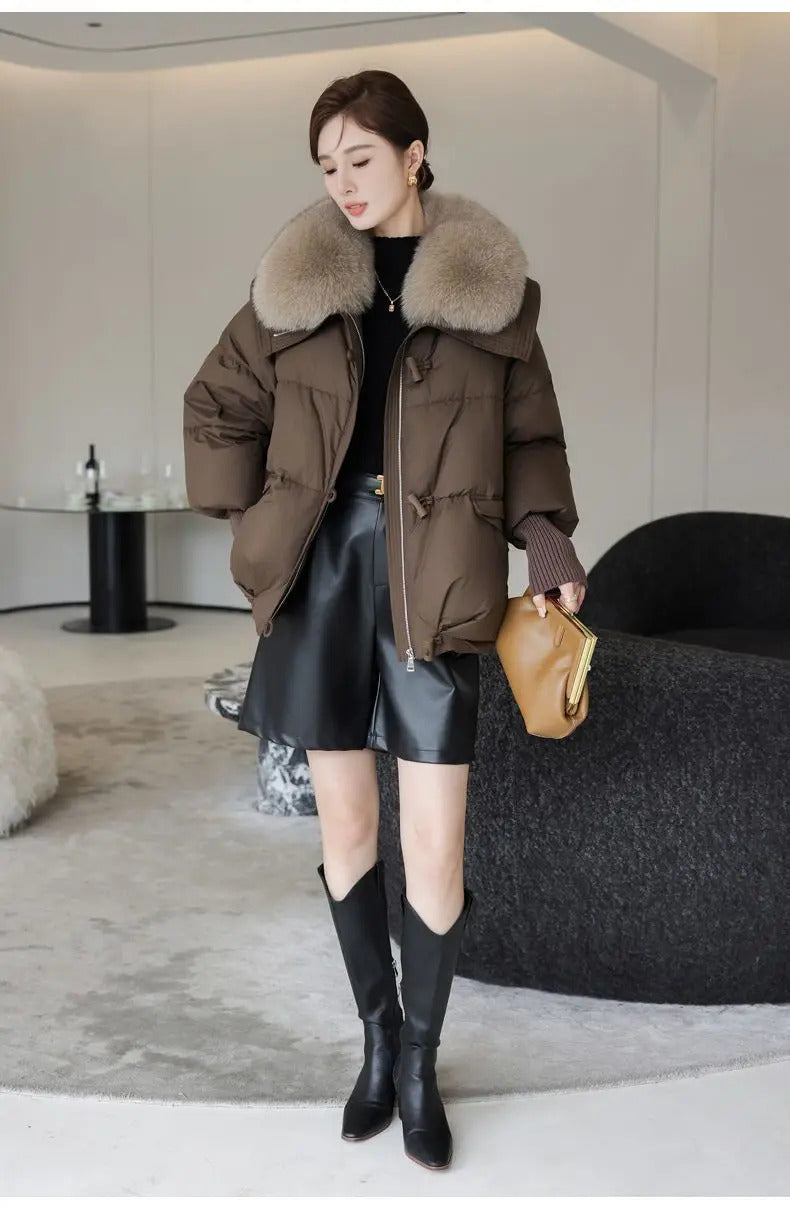 Women's Cotton Coat,Spliced Jacket,Korean Parkas,Female Clothing,Fur Collar,Winter,New