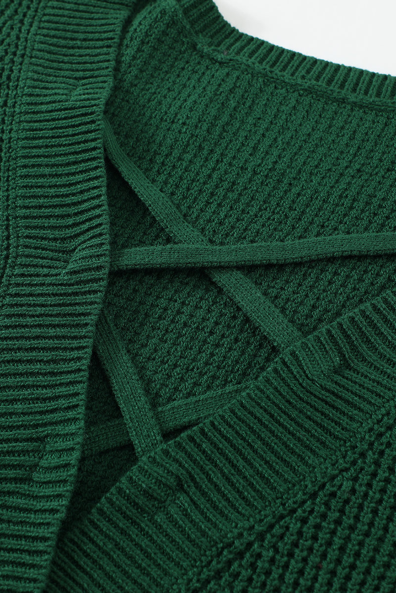 Green Cross Back Hollow-out Sweater