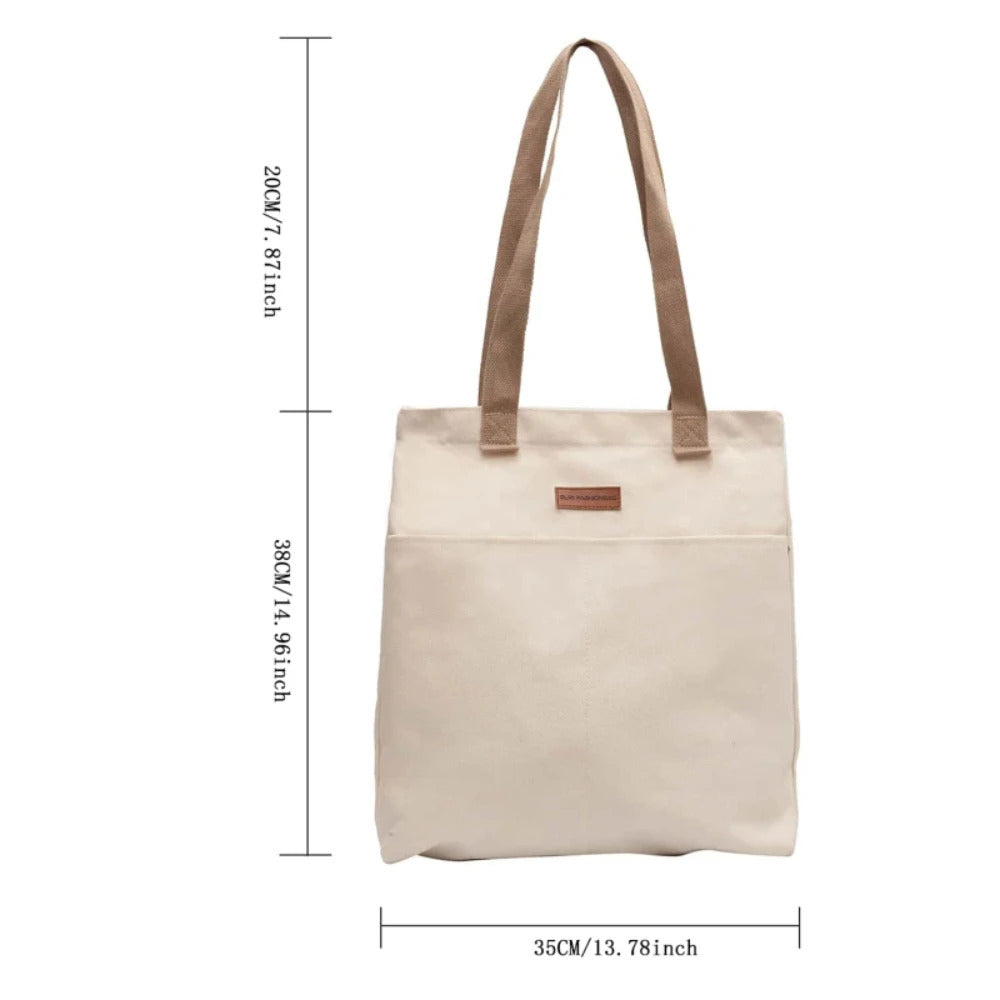 1Pc Women's Tote Bag Canvas Sewing Thread Large Capacity Advanced Sense Handbag Convenient Practical Female's Commuter Bag