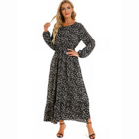 Women Maxi Dresses Sping Autumn Bohemian Casual Full Sleeve High Waist Beach Woman Chiffon Dresses Floral Vestidoes Long Dress