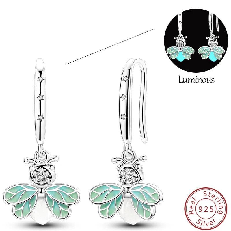 Fresh Spring Women's 925 Sterling Silver Tulip Rose Bee Fruit Original Design Earrings Fit Engagement Party Exquisite Jewelry