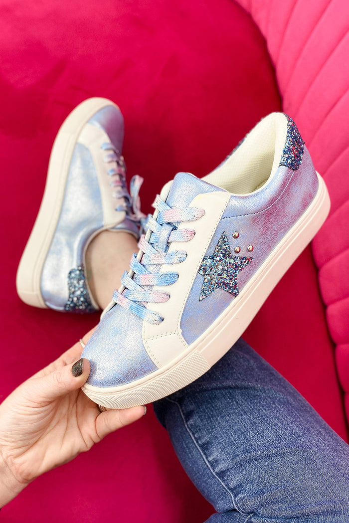 Silvery Star Sequin Patchwork Criss Cross Casual Shoes