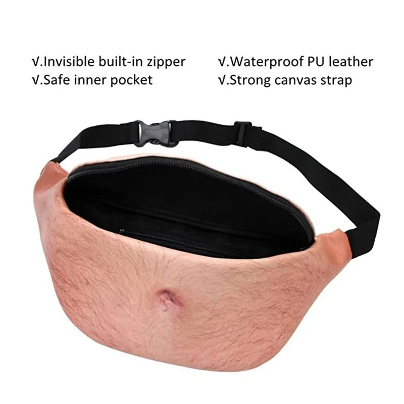 Funny Pop Dad Bod Money Belt Bag Womwn Travel Shoulder Bags Flesh Color Creative Fanny Pack Beer Fat Belly Bum Pouch Waist Bag