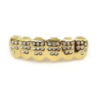 Fashion HIPHOP Tooth Braces Gold/Silver Teeth Top&Bottom with Diamonds Top & Bottom Grill Bling Jewellery for Men Women