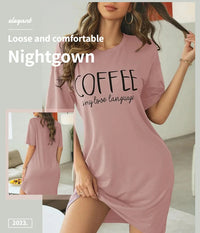 Milk Silk Nightgown Women Nightdress Short Sleeve Cartoon Nightgowns Sweet Casual Sleepwear Pijamas Sleepdress