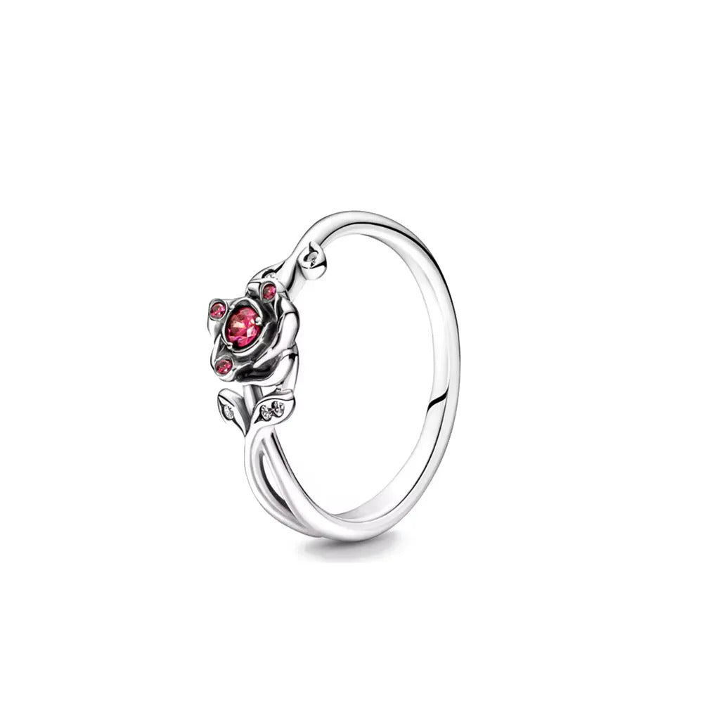 Valentine's Day Gift Red Heart 925 Sterling Silver Elegance Ring For Women Jewelry Rings For Wedding Party