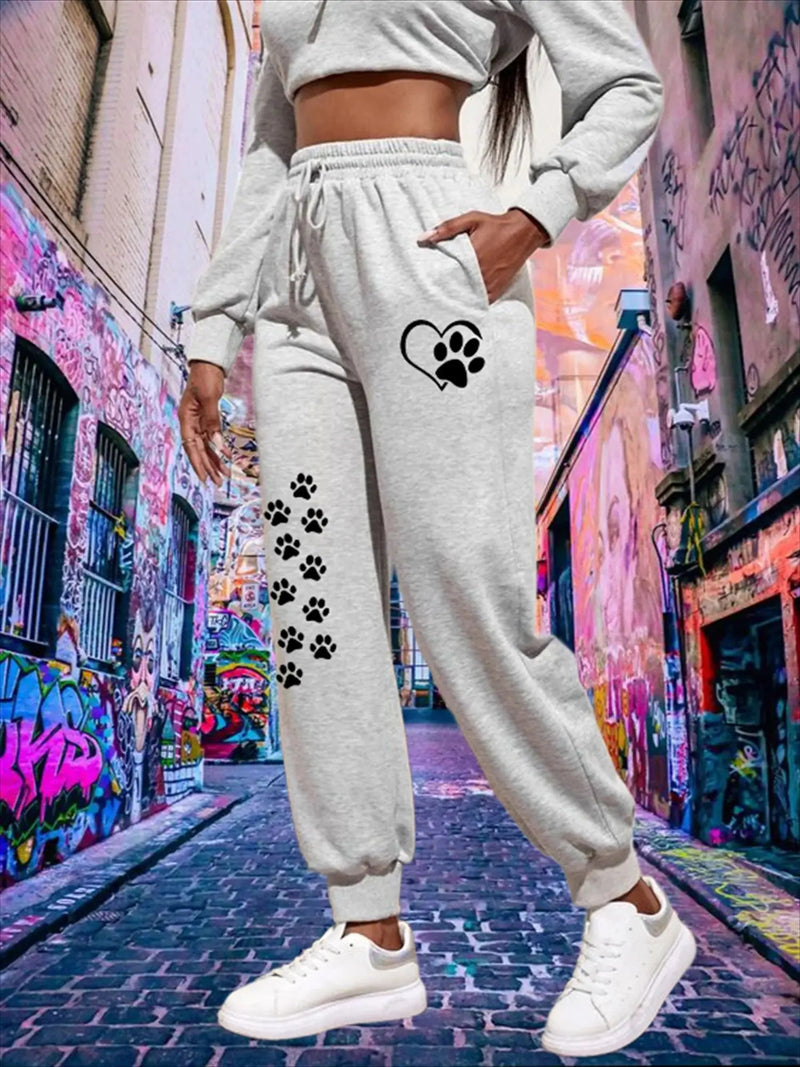 Women's Cat's Paw Printed Sweatpants High Quality Fitness Pants Jogging Pants Outdoor Casual Jogging Pants