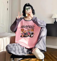 Spring and Autumn New Ladies Ins Style Pajamas Homewear Set Girls Students Korean Sweet Pajamas Loose Pajamas Homewear Set