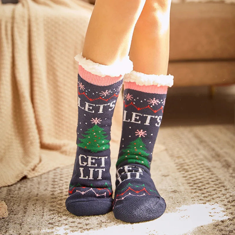 2024 New Cute Warm Socks Thicken Plus Winter Women Fuzzy Socks Christmas Kawaii Stocking Xmas Gift Home Floor Room Funny Sock