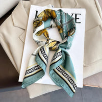 2024 New Luxury Brand Women Silk Leopard Print Square Scarf Female Beach Stoles Echarpe Satin Headband Shawl Wraps Bandana