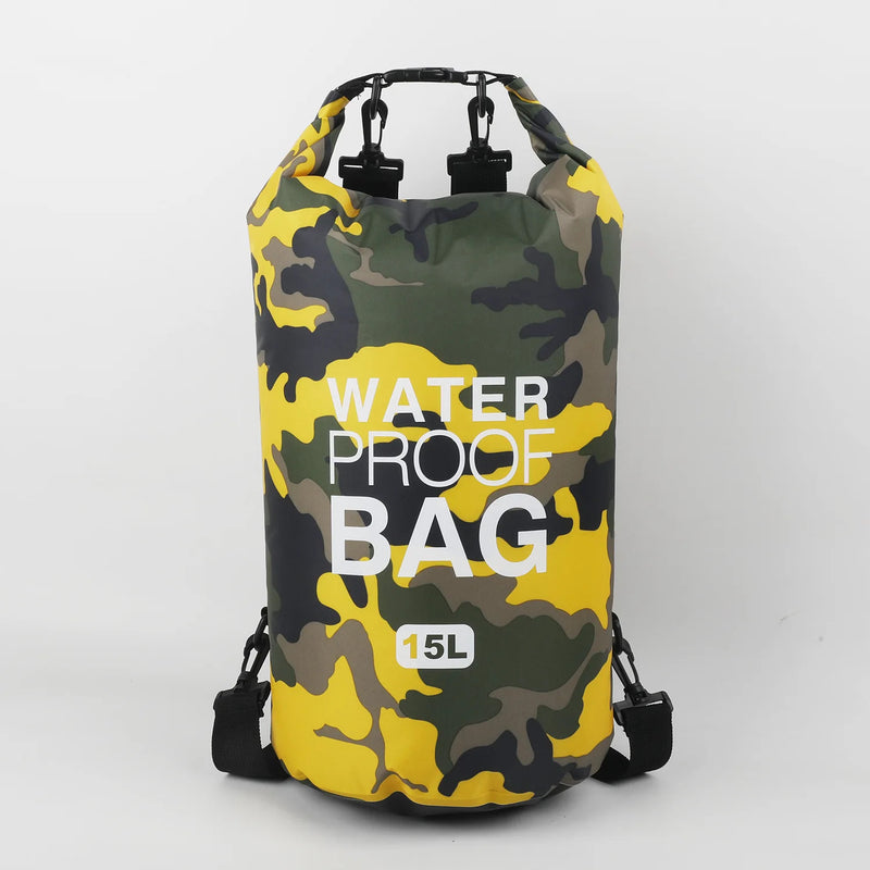 2/5/10/15/30L Outdoor Camouflage Waterproof Dry Bags Portable Rafting Diving Dry Bag Sack PVC Swimming Bags for River Trekking