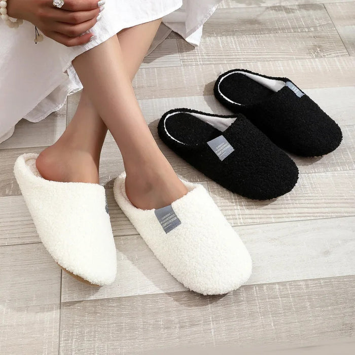 Couples Home Slippers Soft Fur Slippers Warm Indoor Flat Slides Nonslip Cotton Shoes Bedroom Light Slience Flats Floor Shoes