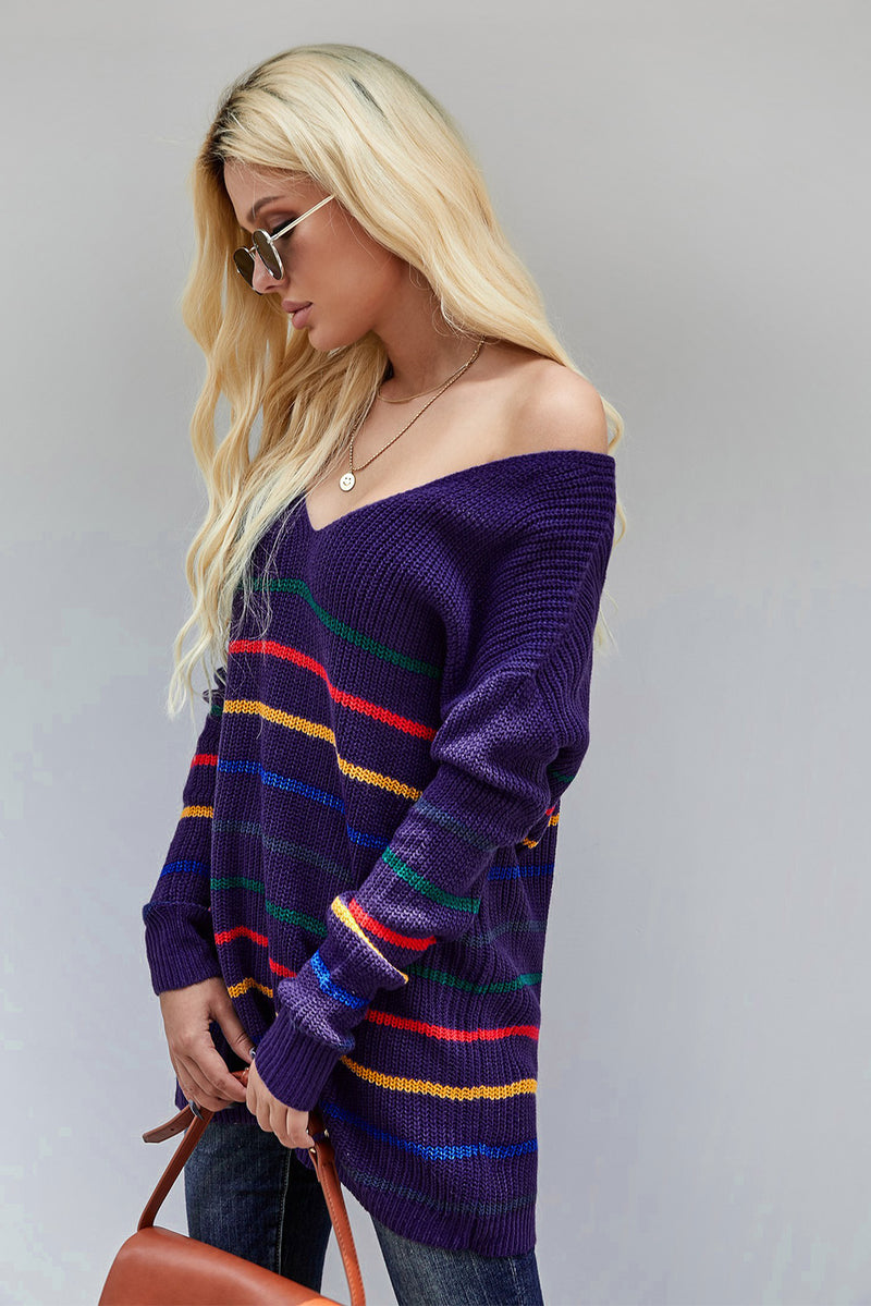 Multicolor Striped Knit Sweater