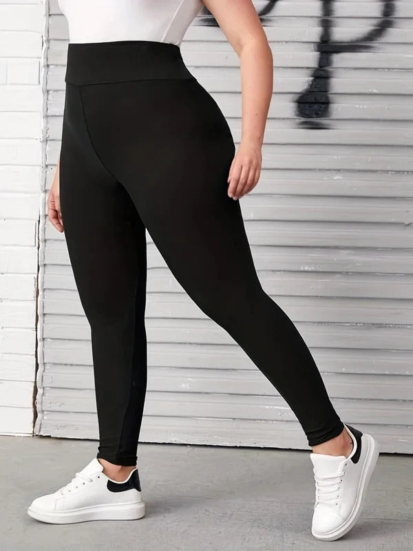 New Trend Black Plus-size High-stretch Leggings Wear Nine-point Pants High-waisted Plus Fat Solid Color Small Feet Pants