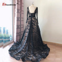 Dubai A-Line Luxury Wedding Evening Dress for Women Muslim 2024 Long Sleeves Sequin Plus Size Formal Prom Party Gown Customized