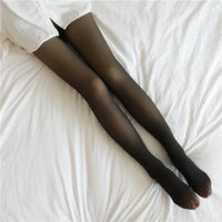 Thermal Stockings Woman Insulated Tights Legs Fake Translucent Warm Plush Lined Elastic Tights Black Sexy Stockings Winter Panty