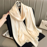 Foulard Silk Scarf Shawls Lady Bufanda Elegant Solid Scarves Women Sping Pashmina Hijab Wraps Female Beach Stoles 2024 Luxury