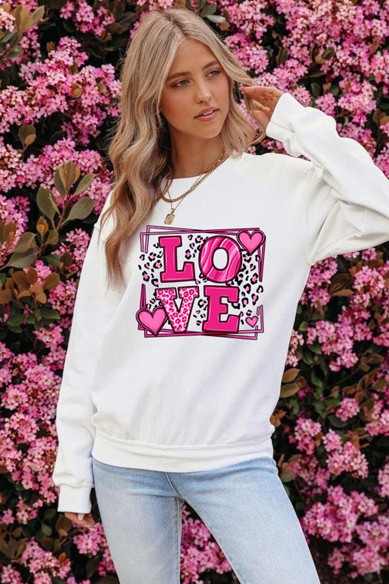 Beige Sweet LOVE Valentines Graphic Sweatshirt