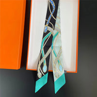 The Newest Chain Brand Design Twill Silk Scarf Luxury Scarf Women Foulard Skinny Bag Scarves Fashion Neckerchief Headband