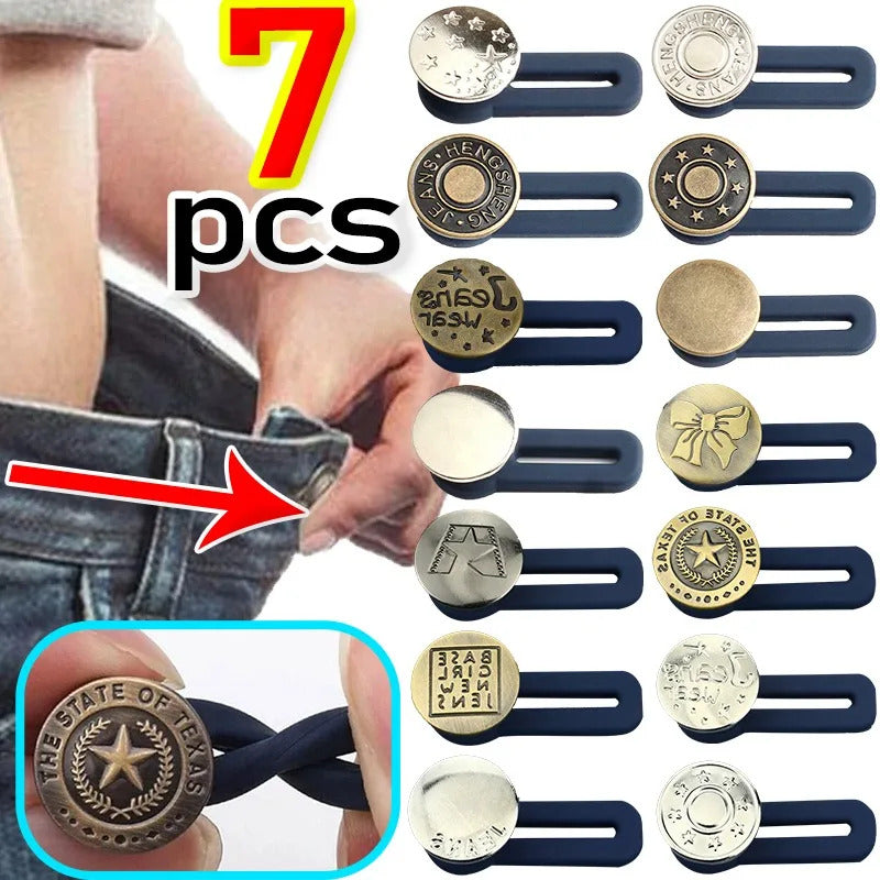 Jeans Elastic Retractable Button Expanders Adjustable Soft Seamless Pants Resilient Spring Metal Buckle Trouser Waist Extender