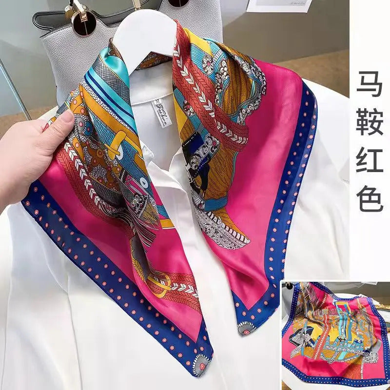 Print 70cm Silk Satin Headkerchief Women Luxury Design Neck Tie Scarf Female Hair Hand Wrist Foulard Shawl Hijab Bandana New