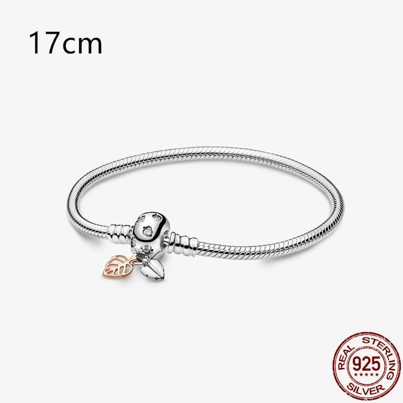 2024Hot Sale Heart Zircon Snake Chain Charm Beads Bracelet Women 925 Silver Original Pendant Bead DIY Jewelry Fine Festival Gift