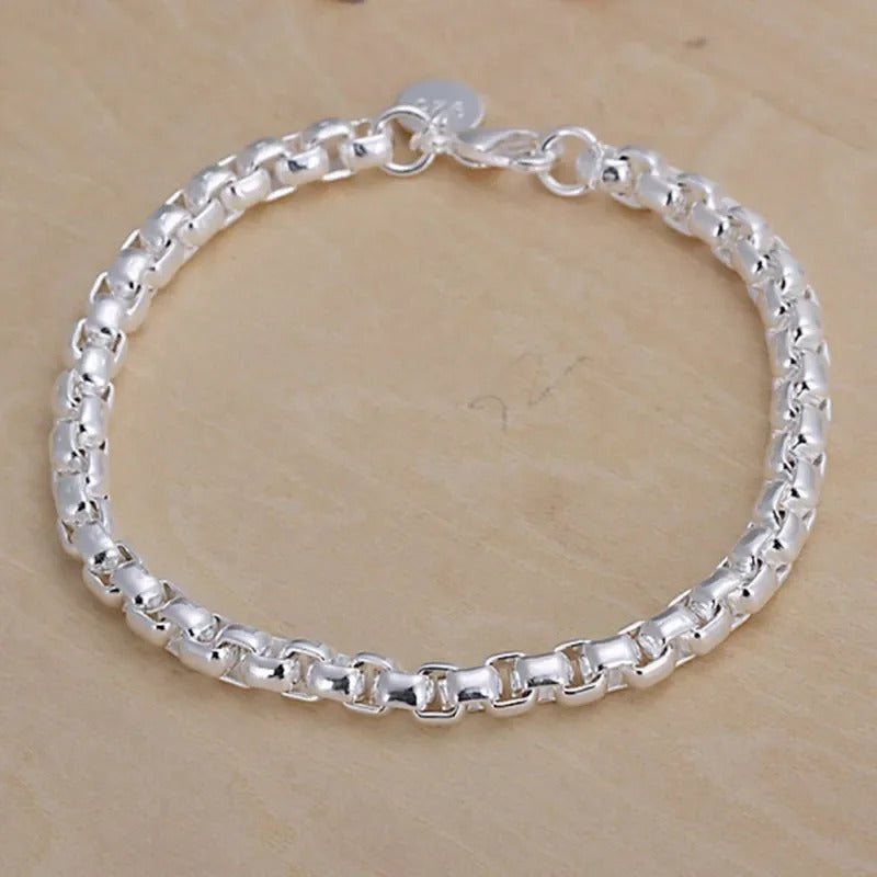 Hot 925 Sterling Silver Cute Buckle Side Chain Solid Bracelet for Women Men Charm Party Gift Wedding Fashion Jewelry