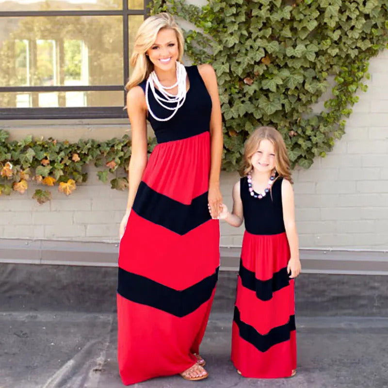 Summer Mommy and Me Family Matching Mother Daughter Dresses Clothes Striped Mom Dress Kids Child Outfits Mum Sister Baby Girl