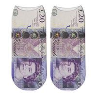 Interesting banknotes, currency, creative design, casual socks, street happy socks, fashion men's and women's home socks