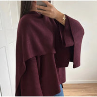 2024 Burgundy Red Elegant Scarf Collar Woolen Overcoat Women Fashion Long Sleeved Lace Up Oversized Jacket Female Chic Outerwear