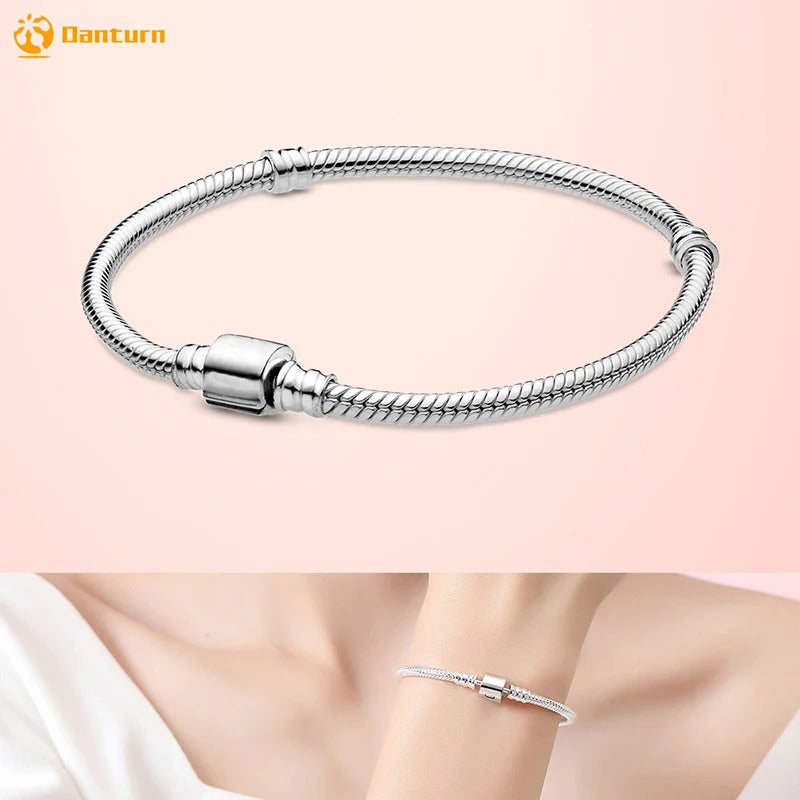 Danturn 925 Sterling Silver Bracelets Gold Heart, Butterfly Crown Women Bangles Luxury Jewelry Anniversary GIft DIY Fashions