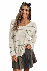 Stripe Chest Pocket Striped Sweater