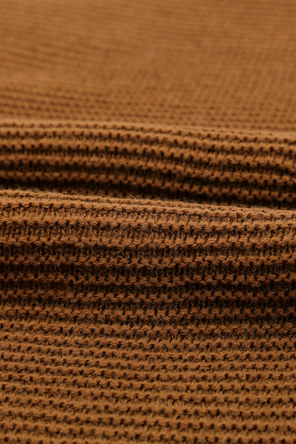 Brown Zip Knitted High Neck Sweater