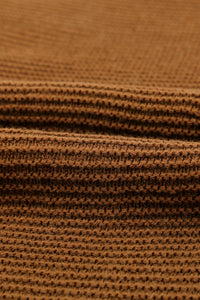 Brown Zip Knitted High Neck Sweater