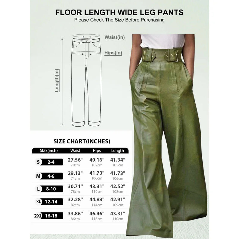 Modigirl Autumn Winter Women's Faux Pu Long Pants 2024 High Waisted Loose Pleated Pockets Streetwear Female Wide Leg Trousers