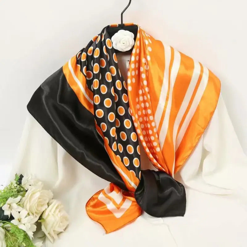 90*90cm Women Scarf Silk Feeling Hair Neck Square Brand Office bandanna muffler Waiter Flight Attendants Handkerchief Rings wrap