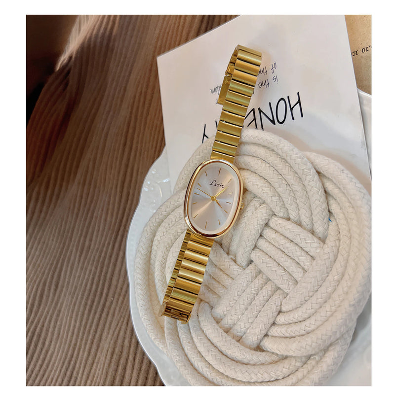 1pc New Fashionable Women's Watch With Gold Bracelet, Vintage & Luxury Ins Style, Elegant & Versatile Quartz Watch ladies watch