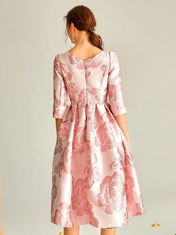 Elegant Luxury Jacquard Dress for Women 2024 New Arrival Evening Boho Floral Fashion Clothing Vintage Ladies Party Vestidos