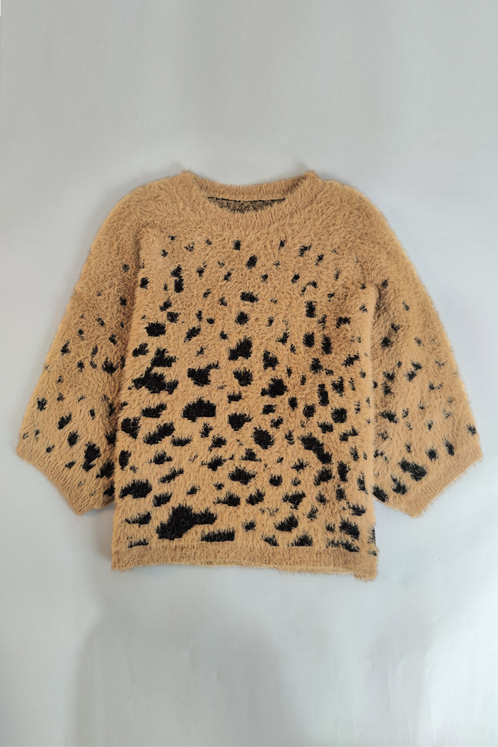 Leopard Print Drop Shoulder Loose Knitted Sweater