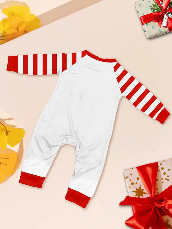 New Christmas family home dress Christmas Deer Snowman family suit red and white stripes patchwork printed pyjamas two-piece set