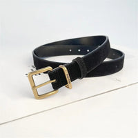 Luxury New Double Genuine Leather Belt for Women Cowhide Suede Belts with Trendy Square Alloy Buckle Ideal for Dresses and Jeans