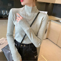 Turtleneck Sweater Women Fashion New Stretch Tops Women Knitted Pullovers Long Sleeve Bottoming Knitted Sweater