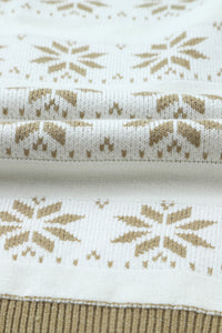 White Christmas Snowflake High Neck Knit Sweater