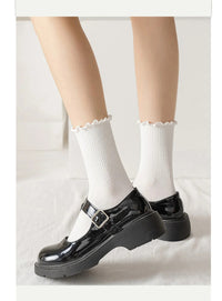 5 pair /Lot Socks for Women Ruffle Cotton Middle Tube Ankle Short Breathable Black White set Spring Autumn