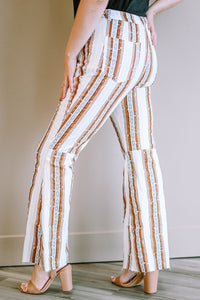 Stripe Plus Size Stripe Print High Waist Bell Bottom Pants