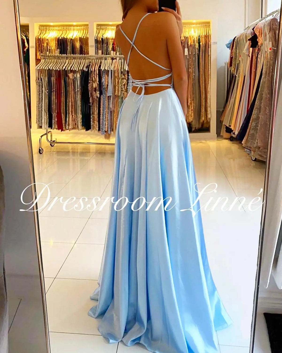 FATAPAESE Prom Dress Spandex satin Slit Side Dress A-LINE Scoop Stretch Slip Satin High Split Long Simple Evening Party