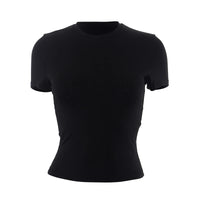 2023 Spring New Short Sleeve T-Shirt Women Solid Simple Casual Soft All-Match Hot Basic Crop Tops Tees Summer Fashion