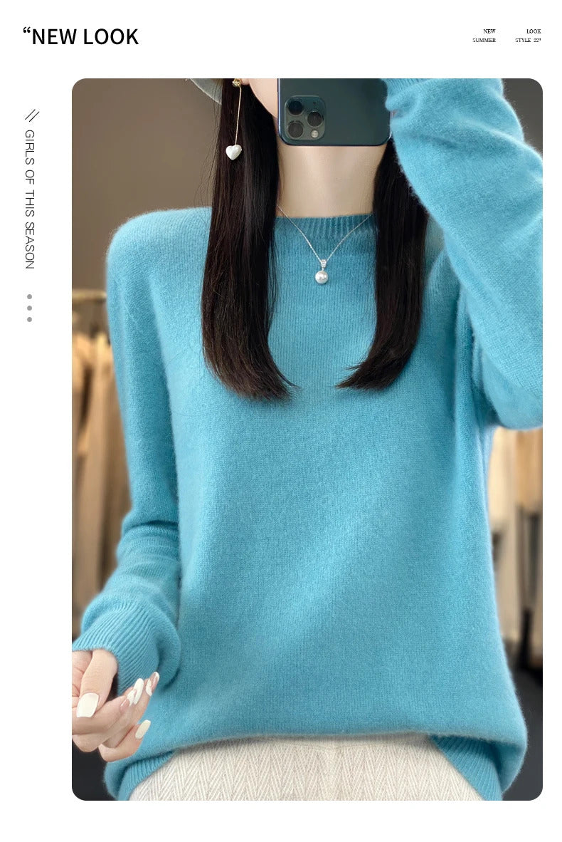 New cashmere sweater women's sweater in autumn and winter 100% merino wool fashion O-neck autumn warm pullover top