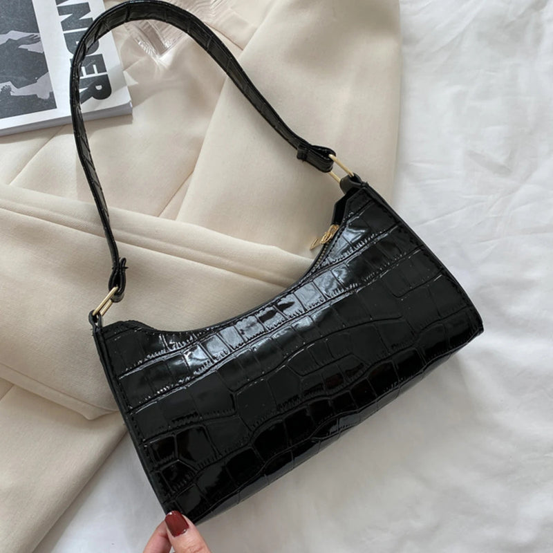 Retro Alligator Pattern Female Small Handbags and Purse Armpit Shoulder Bags  PU Leather Ladies Clutch Totes Bag.-zmt