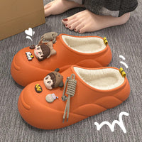 Winter Cloud Cute Cotton Slippers Women Cartoon Characters Indoor Home and Outdoor Garden  Casual Toe Wrap Non Slip Heel Shoes